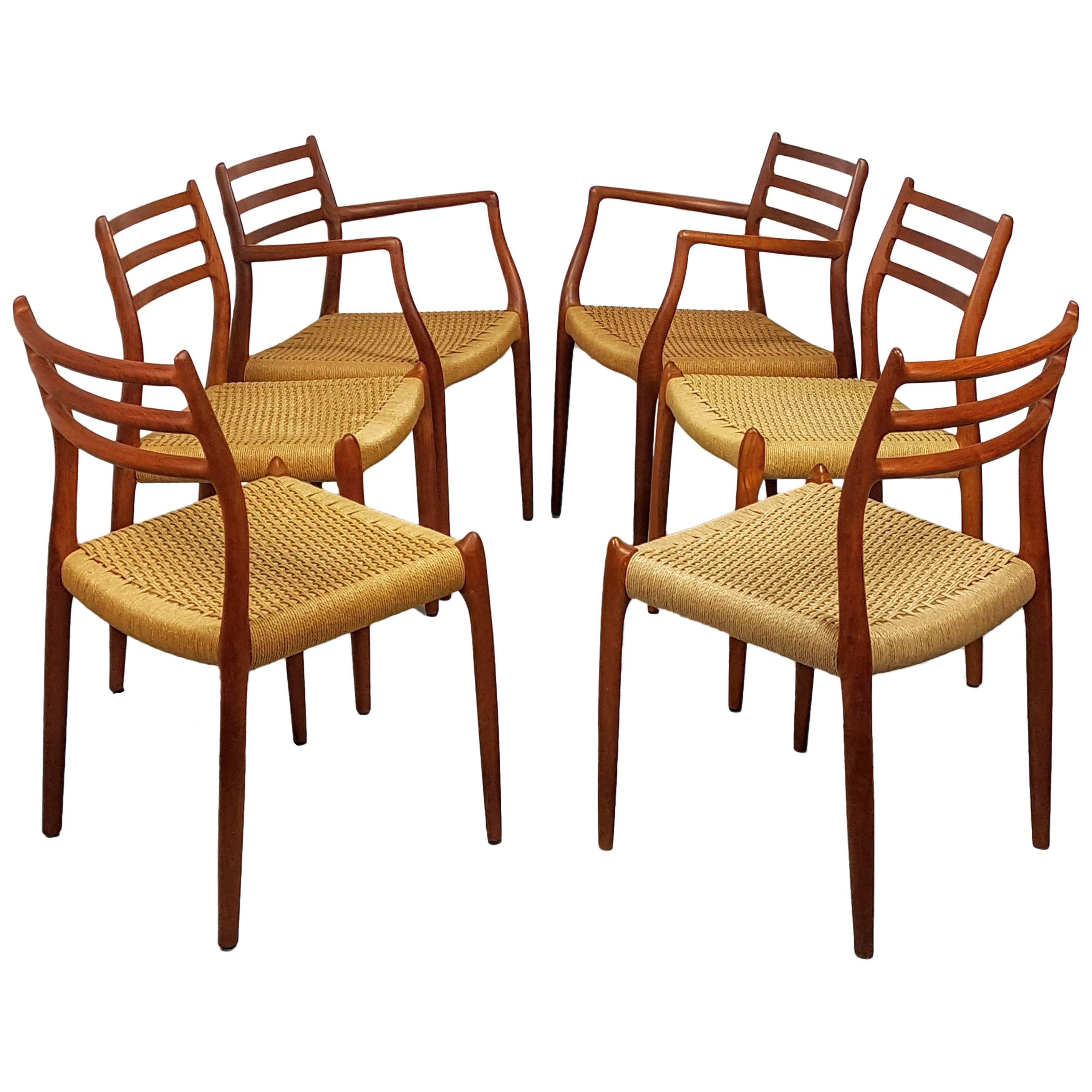 Six Niels O. Møller Model 62/78 Dining Chairs by J.L Møller, Denmark, 1950s