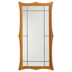 Vintage Danish Designer, Mirror, Oak, Metal, Denmark, 1960s