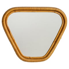 Finnish Designer, Wall Mirror, Rattan, Bamboo, Finland, 1950s