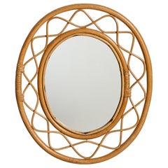 Italienischer Designer, Wandspiegel, Bambus, Italien, 1960er Jahre