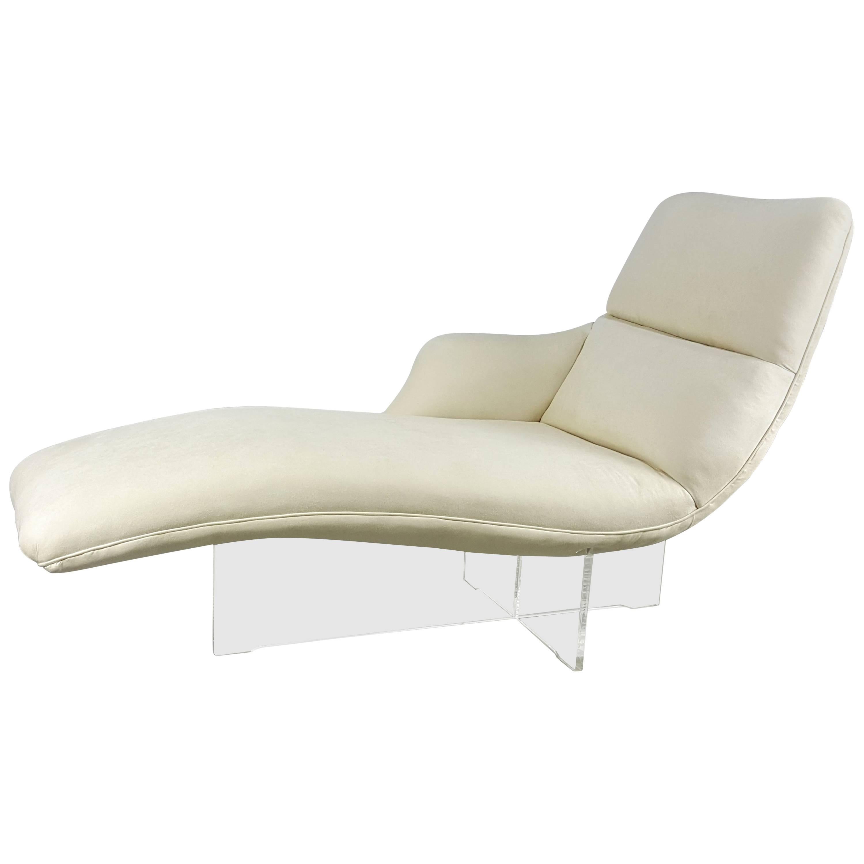 "Erica" Chaise Lounge by Vladimir Kagan in Creamy Ultrasuede, 1970s