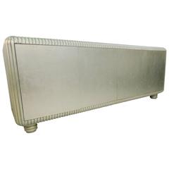 80s Modern Custom Made Silver Leaf Art Deco Moderne Inspired Sideboard Buffet 9