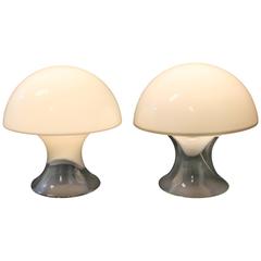 Fine Pair of Murano Mushroom Lamps by Vistosi, circa 1970s