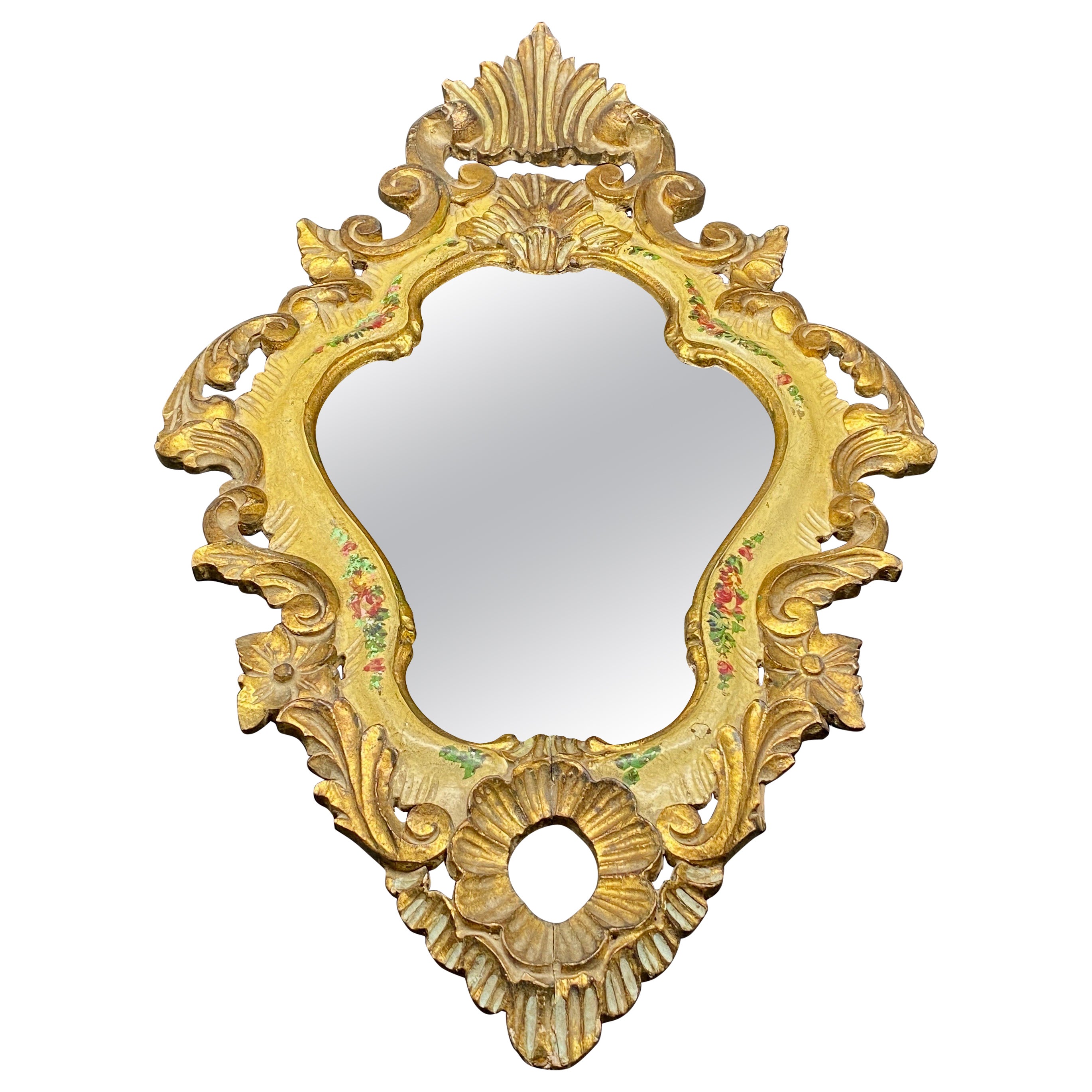 Italian Mid-Century Florentine Gilt Wood Wall Mirror, 1950s