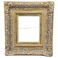 French Rectangular Wood Gold Gilded Art Frame Rococo Style