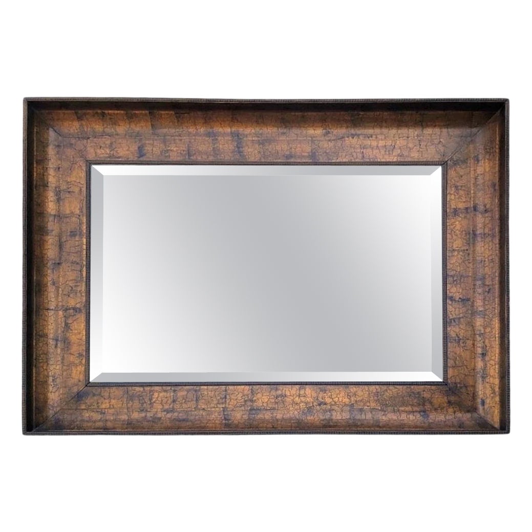 Vintage Antiqued Gold Wood Framed Beveled Wall Mirror