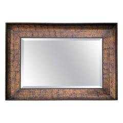 Vintage Antiqued Gold Wood Framed Beveled Wall Mirror