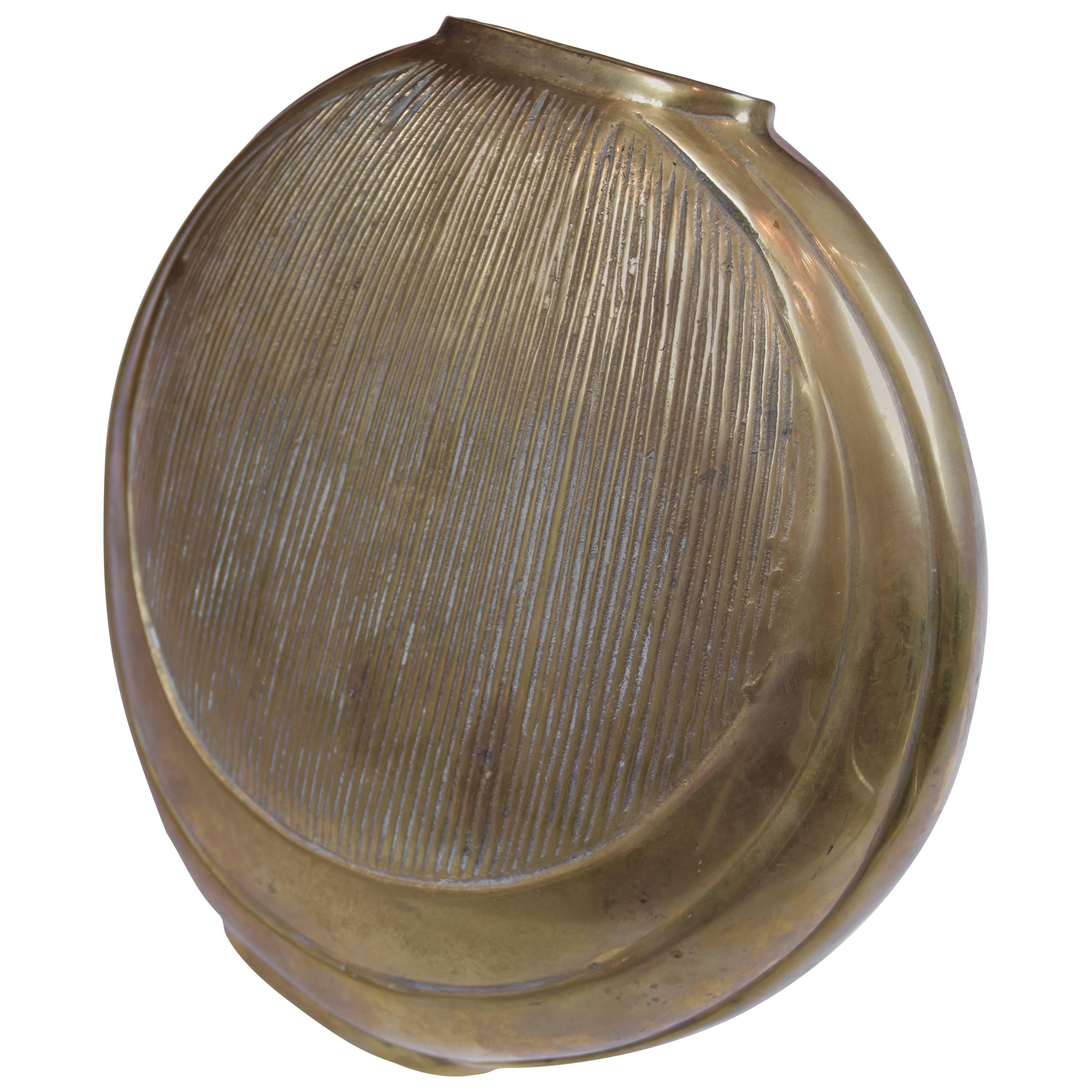 Contemporary Circular Brass Vase For Sale