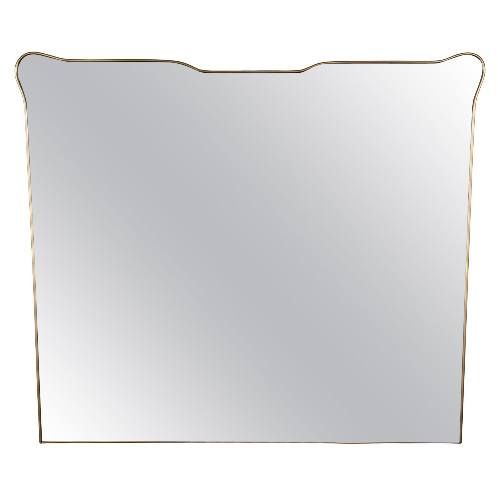 Large Horizontal Mid Century Italian Design Brass Mirror