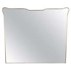 Large Horizontal Mid Century Italian Design Brass Mirror