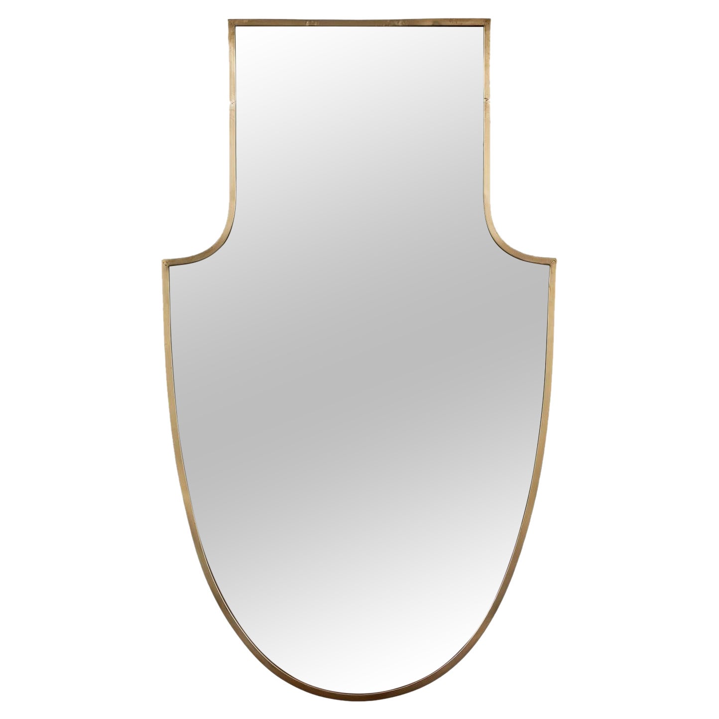 Small Mid Century Italian Brass Shield Shaped Mirror