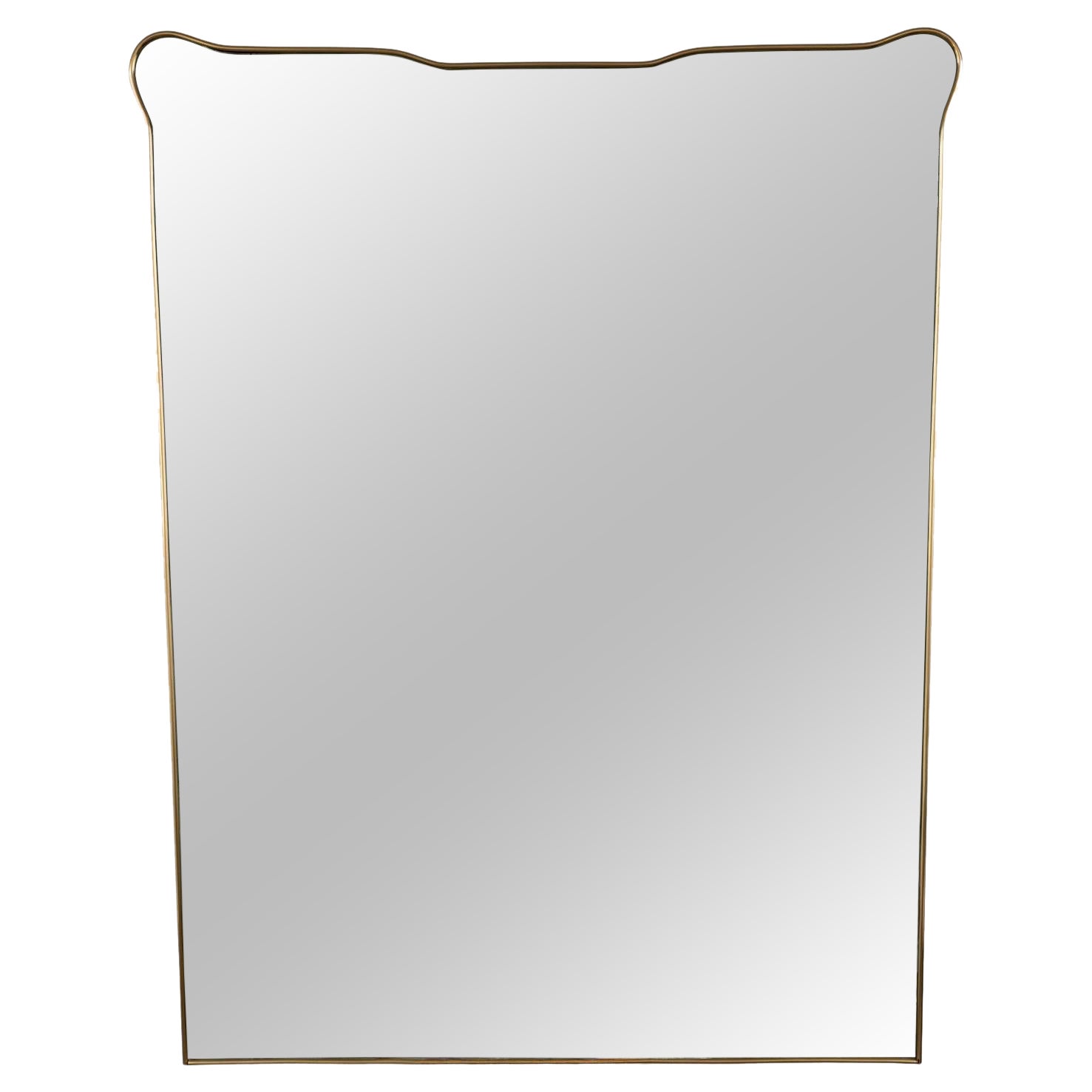 Large Vertical Mid Century Italian Design Brass Mirror