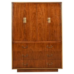 Drexel Heritage Hollywood Regency Campaign Walnut and Brass Gentleman's Chest