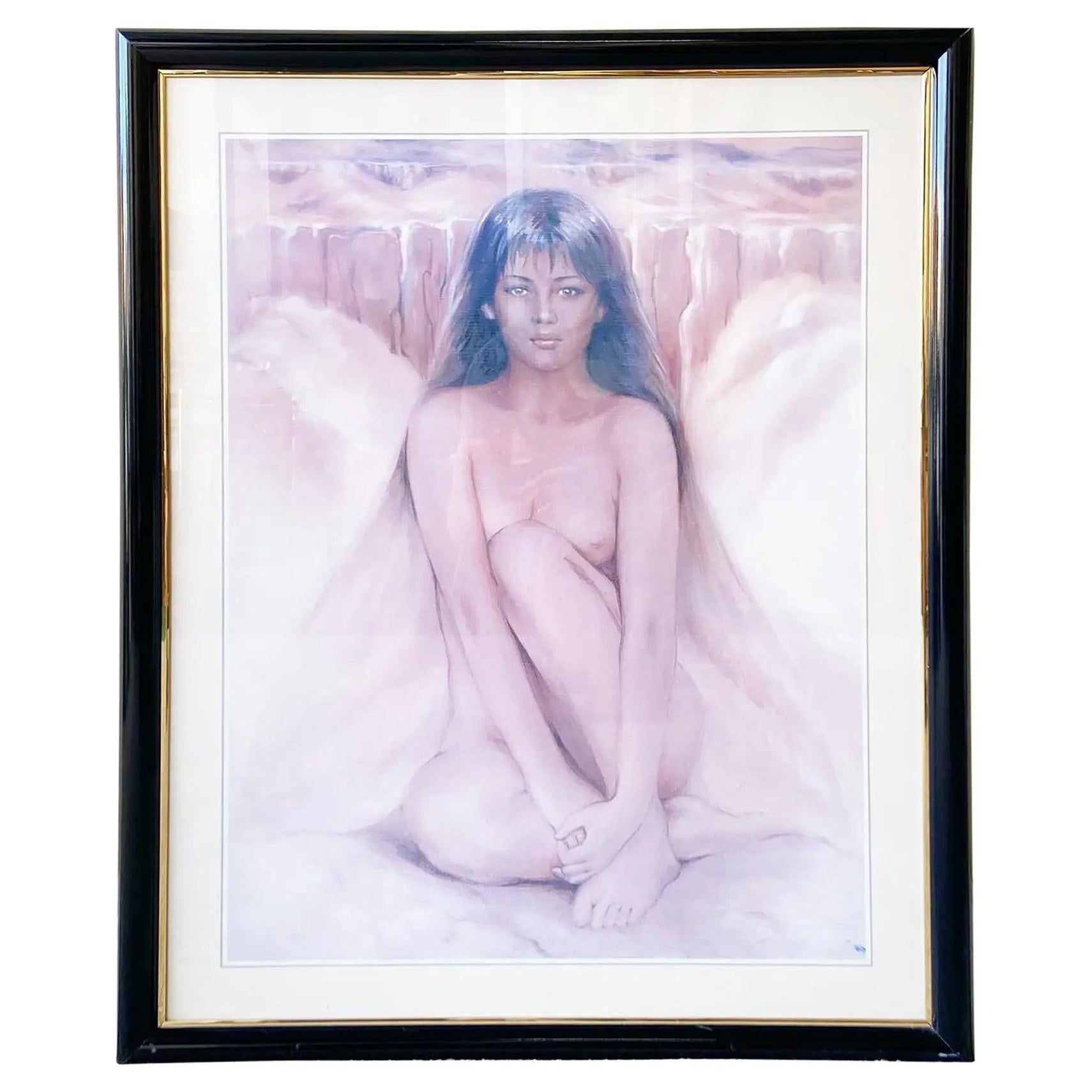 Vintage Nude Women Siting Framed Print