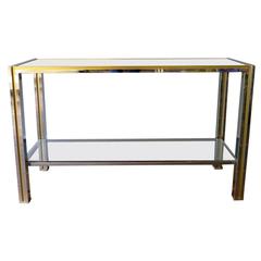 French Brass and Chrome Console Table