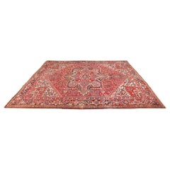 Vintage Hand-Woven Persian Heriz Room Size Wool Area Rug