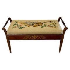 Antique Edwardian Quality Freestanding Rosewood Inlaid Duet Stool