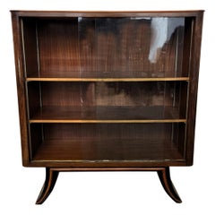 Art Deco Italian Burl Wood Glass Vitrine Sideboard Cabinet Bookcase
