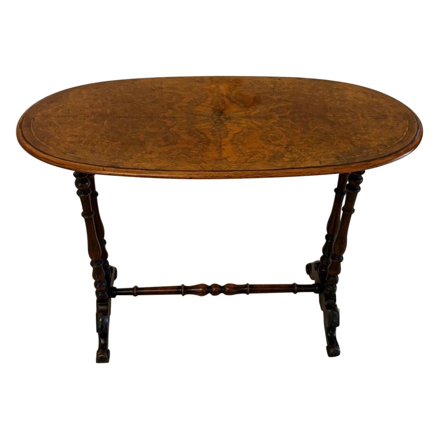 Antique Victorian Quality Burr Walnut Oval Centre/Lamp Table