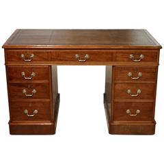 Mahogany Late Victorian Period Antique Pedestal Desk