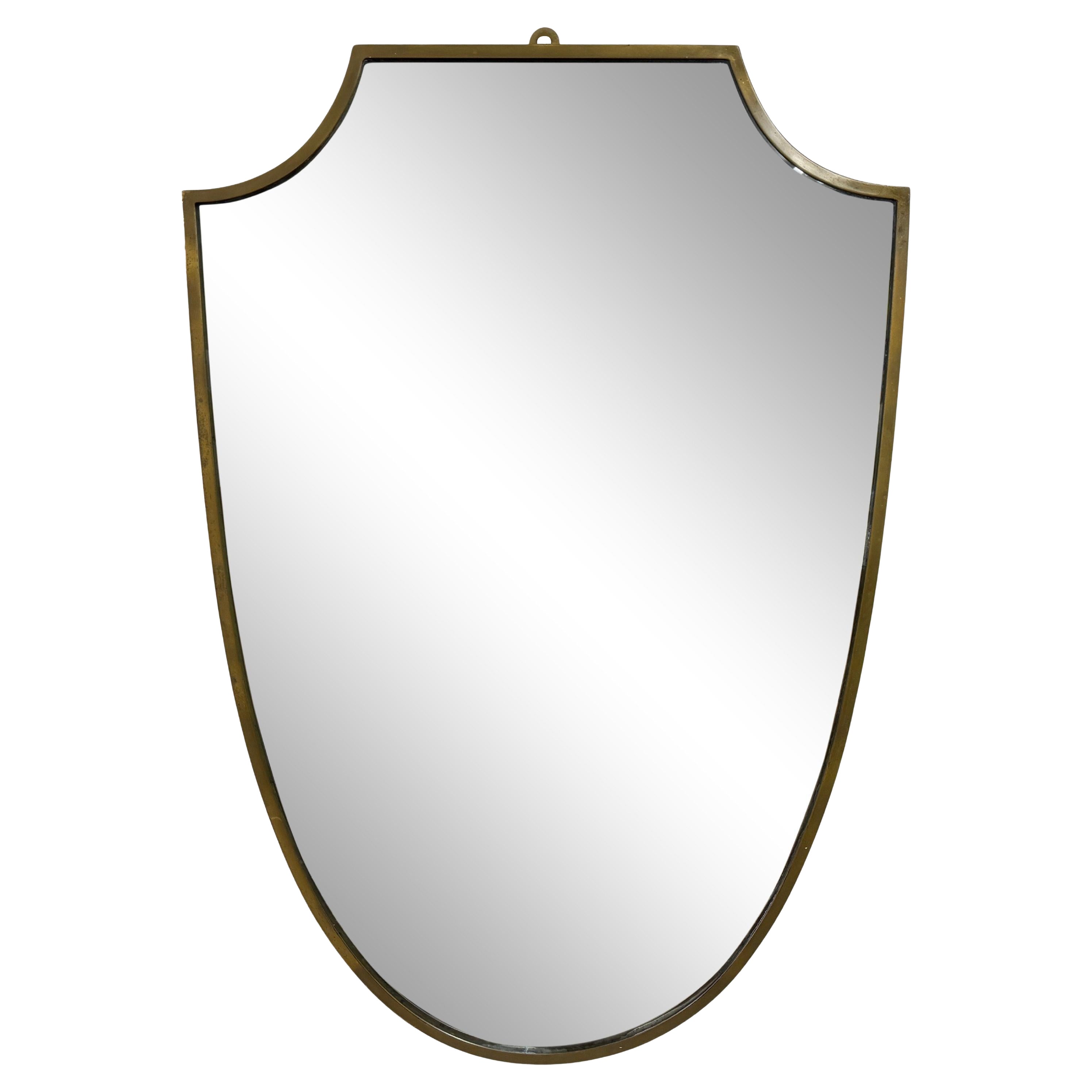 1950er Jahre Italienischer Messing-Schild-Spiegel