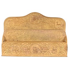 Tiffany Studios New York Zodiac Muster Bronze Doré Briefständer