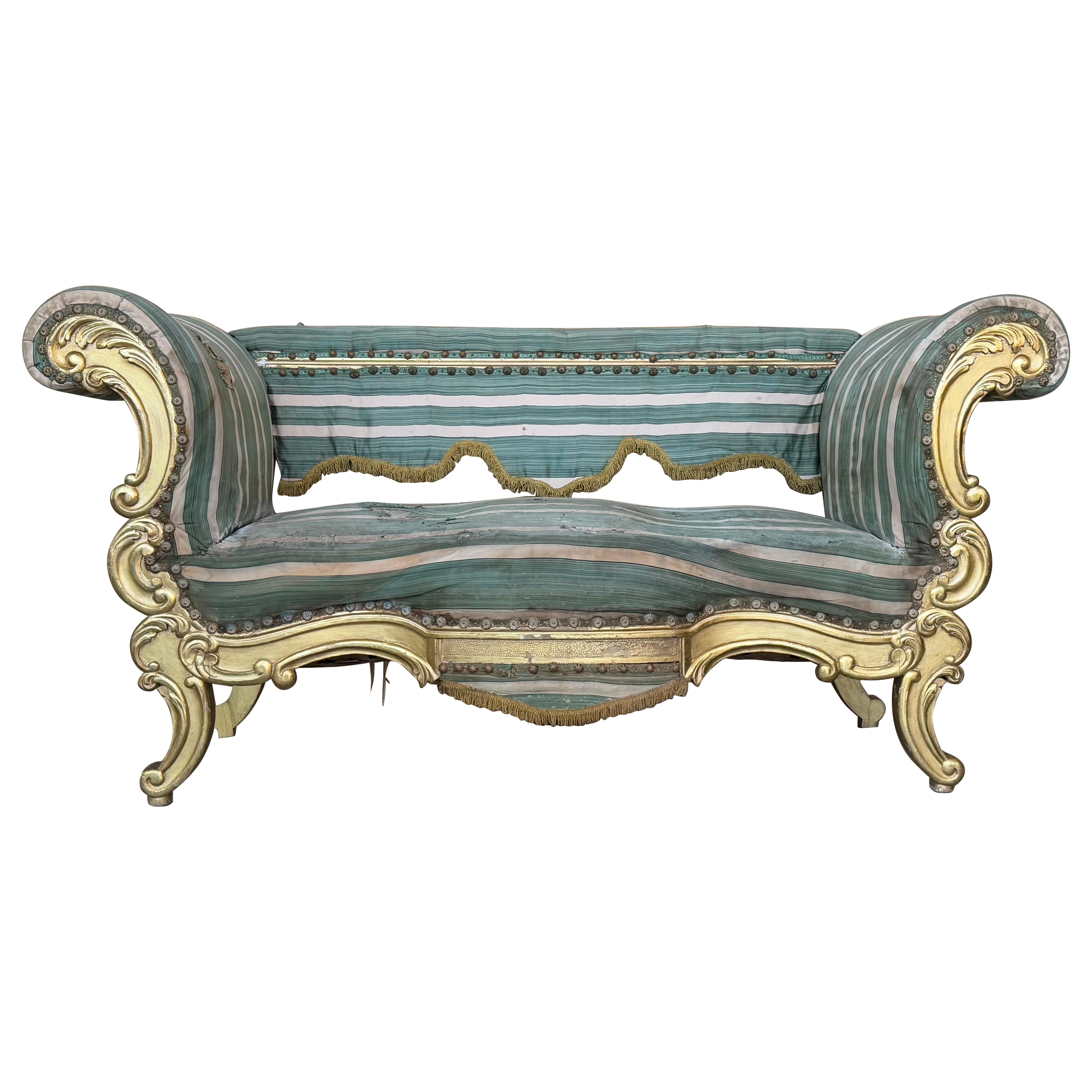 French 19th Century Rococo Revival Giltwood Sofa