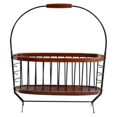 Wood and metal magazine rack, mid-century, 1960s