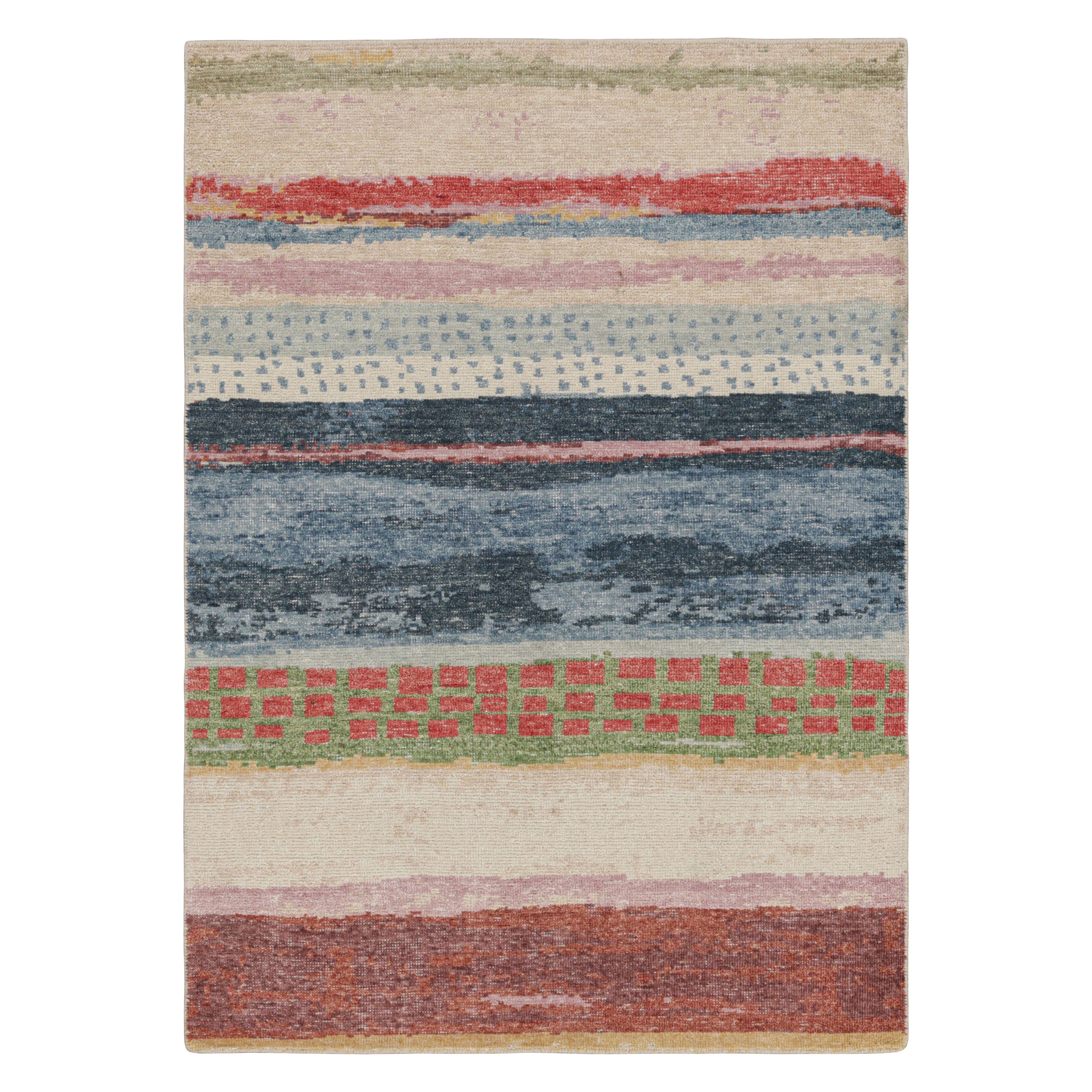 Rug & Kilim’s Distressed Custom Rug Design in Polychromatic Abstract Patterns