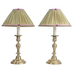 Pair of French Mid-18th Century Ormolu Candlestick Lamps, circa 1760
