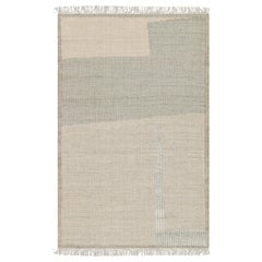 Rug & Kilim’s Flatweave Rug in Beige-Brown with Green & White Geometric Patterns