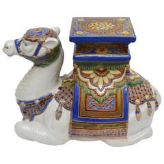 Mid-Century Italian Ceramic Camel Side Table or Garden Seat