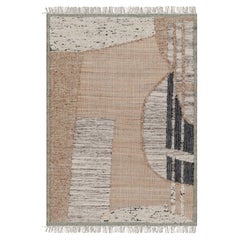 Tissage plat abstrait de Rug & Kilim avec motifs géométriques beige, crème et noir