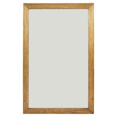 Antique Large Rectangular French Fluted Giltwood Mirror