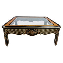 Drexel Heritage ET Cetera Kollektion Chinoiserie Couchtisch in Schwarz, Gold und Wurzelholz