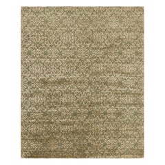 Rug & Kilim’s European Rug in Green with Arabesque Patterns in Beige-Cream Tones