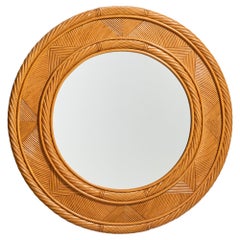 Diseñador americano, Espejo de pared, Bambú, EE.UU., años 1970