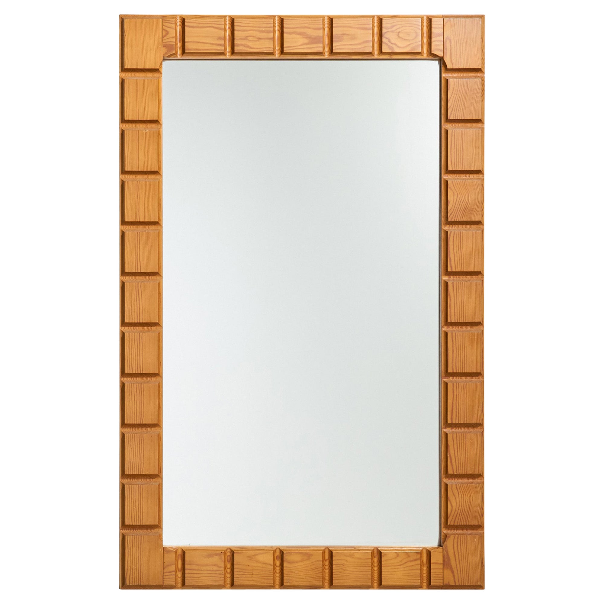 Diseñador sueco, Espejo de pared, Pino, Suecia, Años 70
