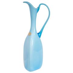 Empoli Art Glass Blue Pitcher
