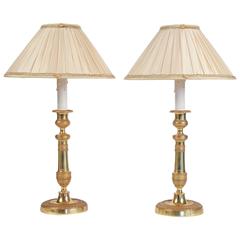 Pair of French Louis XVI Period Ormolu Candlesticks Lamps, circa 1780