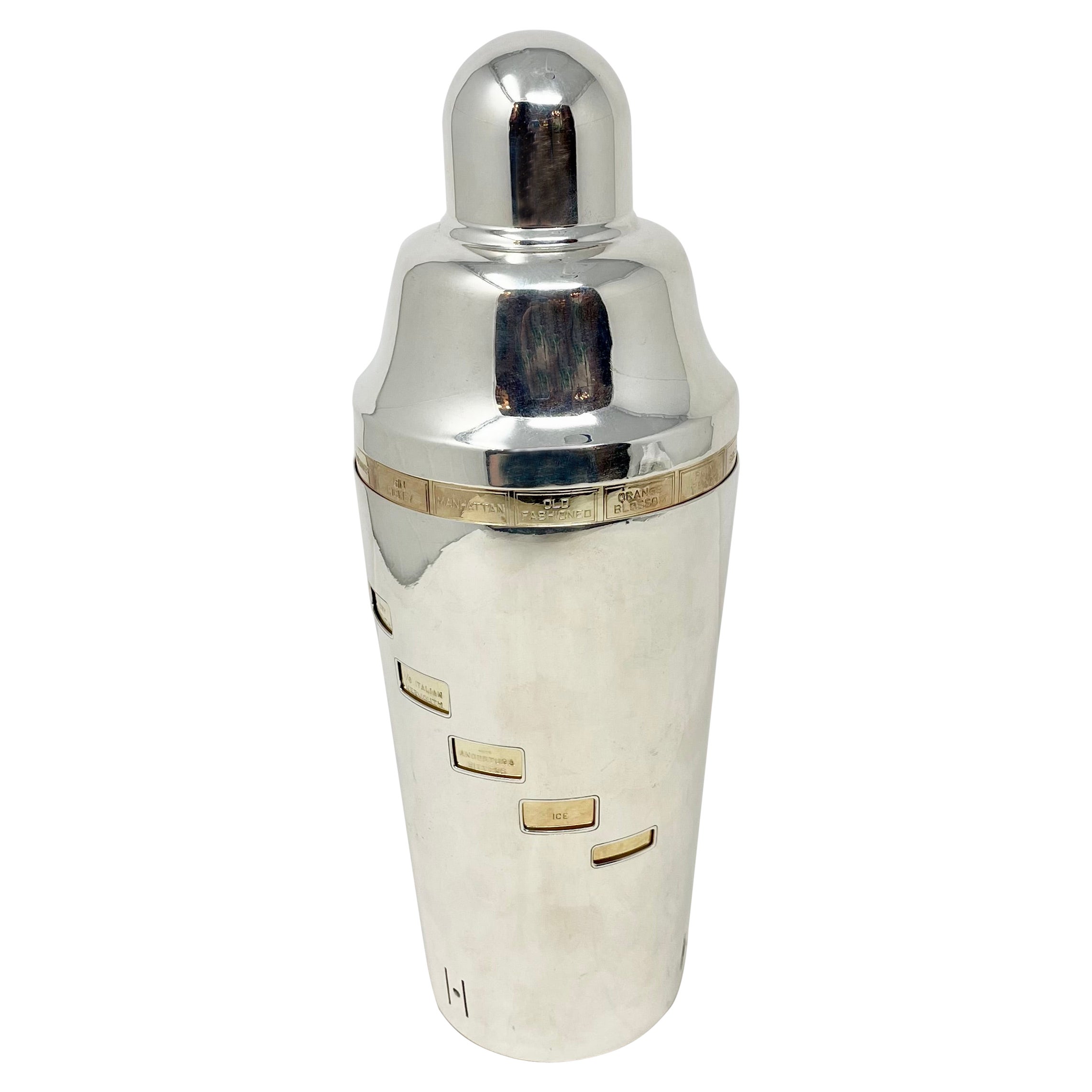 Estadounidense "Napier Co." Coctelera de recetas chapada en plata, alrededor de 1930.