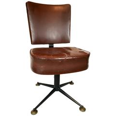 Vintage Brown Leather Italian Desk Chair