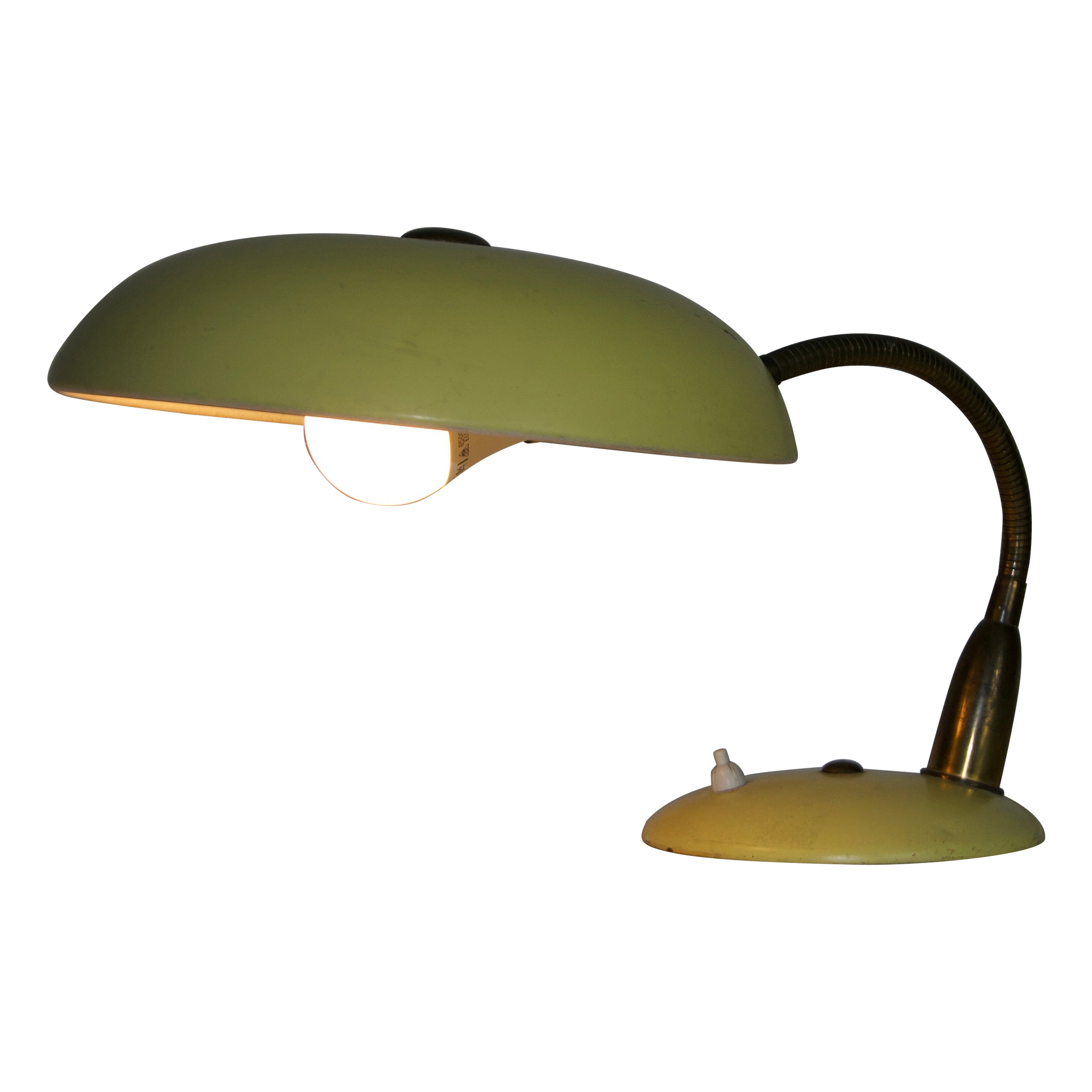 Mid Century Yellow Metal Table Lamp, 1960s, Italy