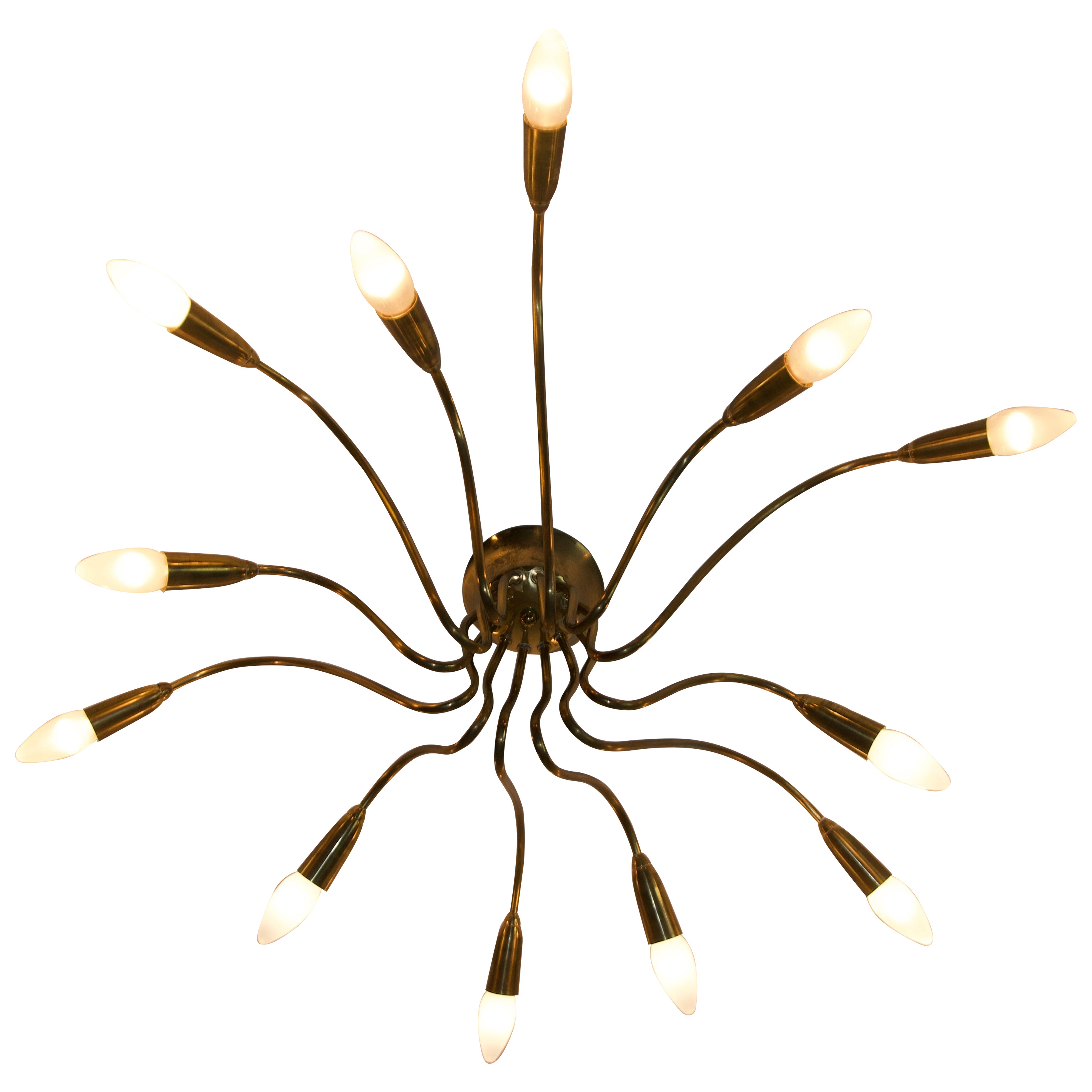 Mid-Century Brass Sputnik Chandelier, 1950s, Germany