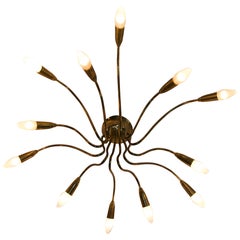 Mid-Century Brass Sputnik Chandelier, 1950s, Germany