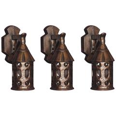 Cast Iron Carriage Lights Bungalow, Storybook Style, circa 1916 Priced per pair