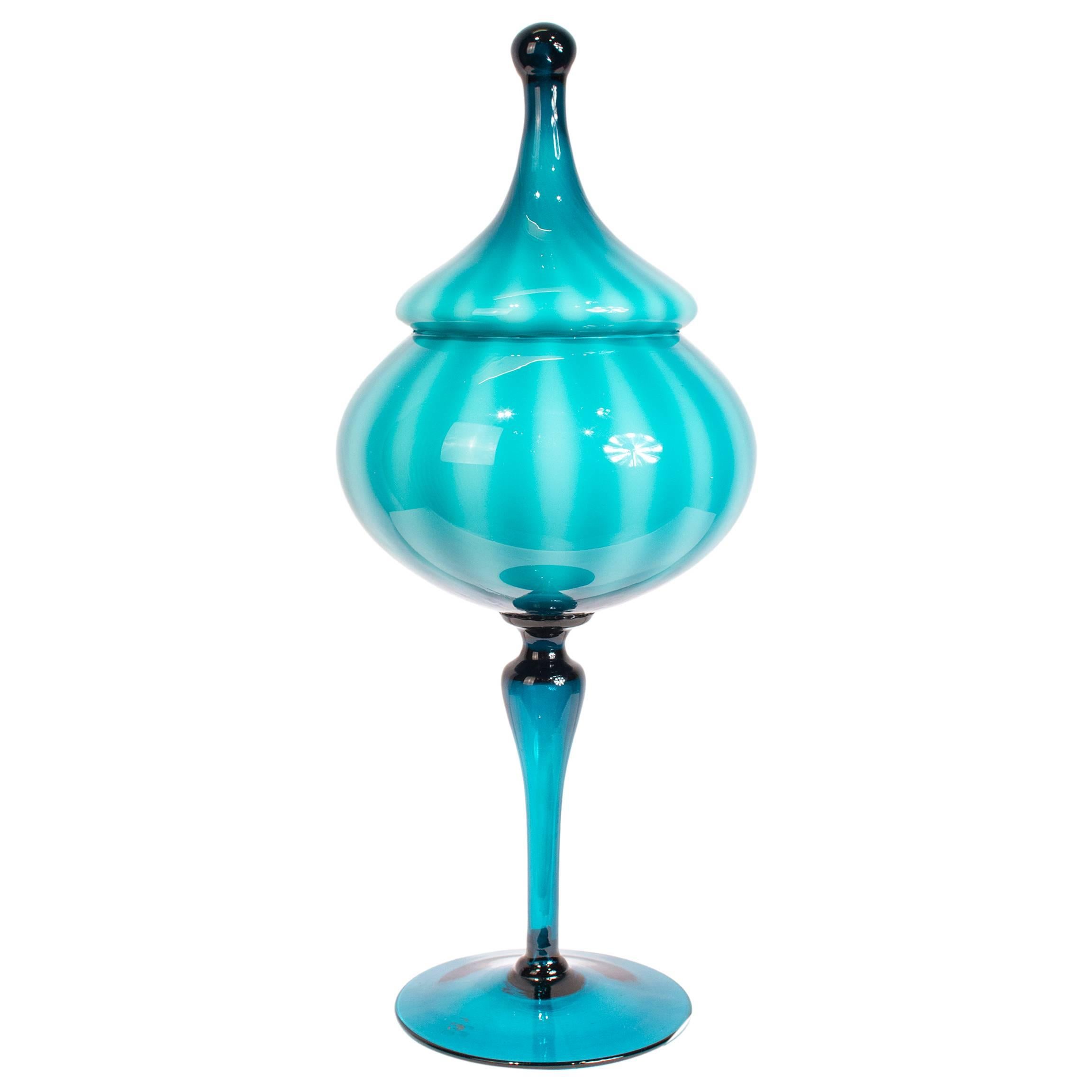 Empoli Art Glass Apothecary Jar For Sale