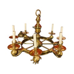 Vintage Brass Eight-Light Hand Chandelier