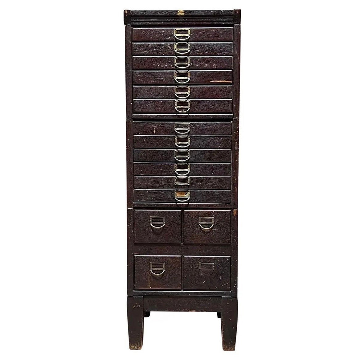 Antiquités - Dorsey Printing Co Stacking Card File / Printing File Cabinet