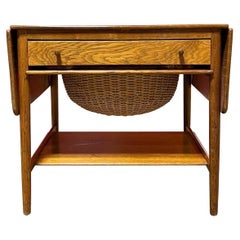 1950s Hans Wegner Danish Modern At-33 Oak Sewing Table for Andreas Tuck